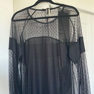 BCBG black sheer blouse